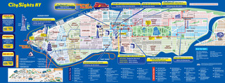 Map of New York City hop on hop off bus tour with City Sights NY