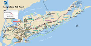 Map of New York City Long Island Rail Road (LIRR) rail network
