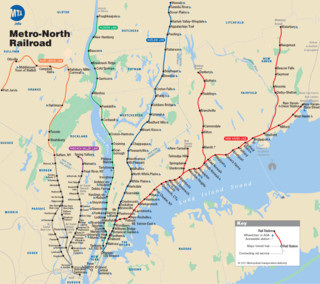 Map of New York City Metro North Railroad (MNR) rail network