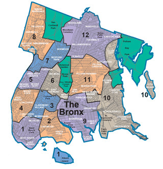 Map of Bronx neighborhoods & quarters