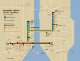 Map of New York City Port Authority Trans-Hudson rail network