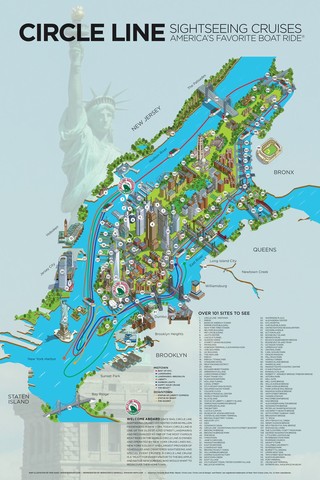 Map of New York City cruises with Circle Line Sightseeing