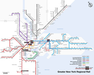Map of New York City train, urban, commuter & suburban railway network
