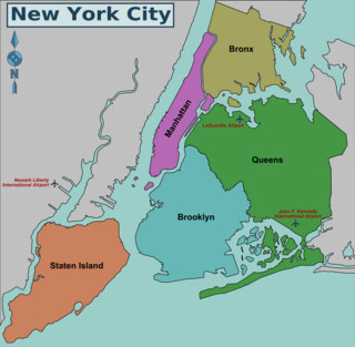 Map of New York City boroughs, districts & areas