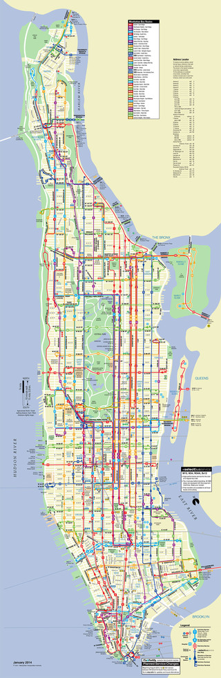 Map of Manhattan bus network