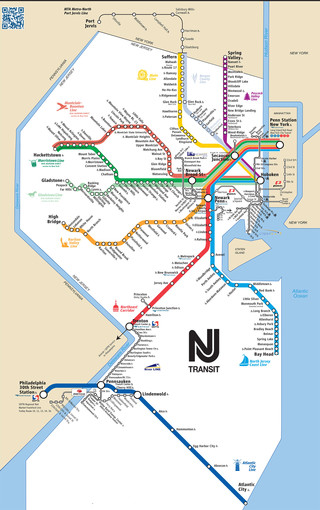 Map of New Jersey Transist rail network