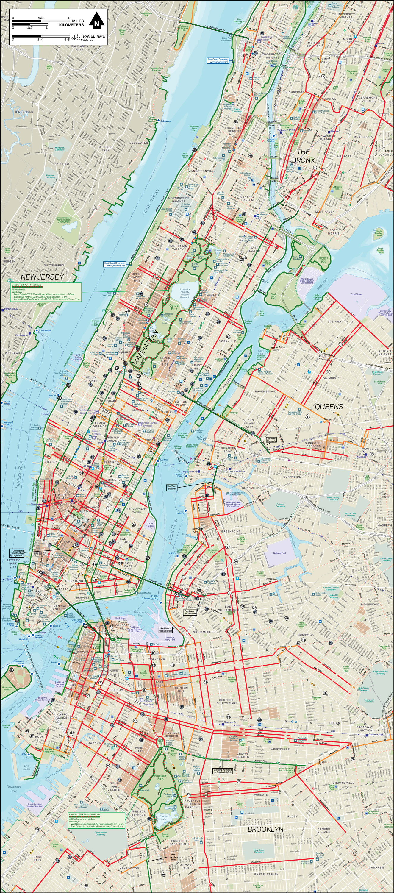 Ambassadeur huisvrouw Ban Map of NYC bike paths, bike routes, bike stations