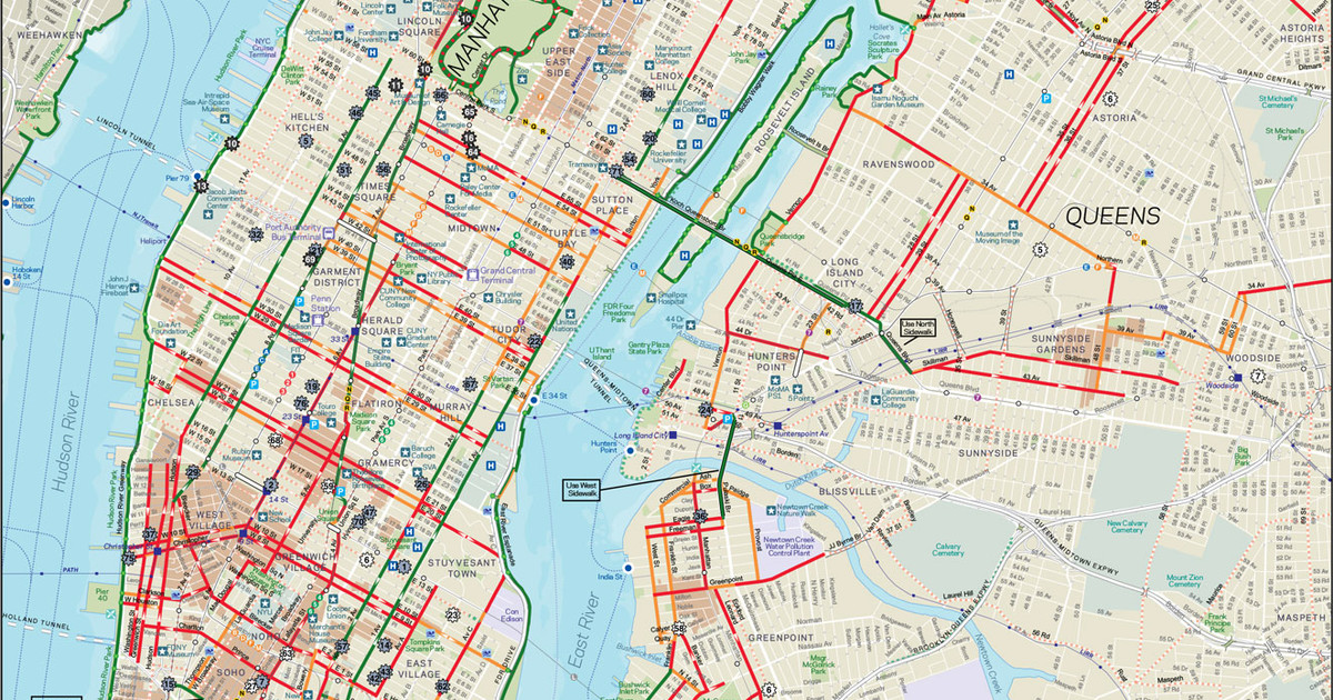 Map of NYC bike paths, bike routes, bike stations