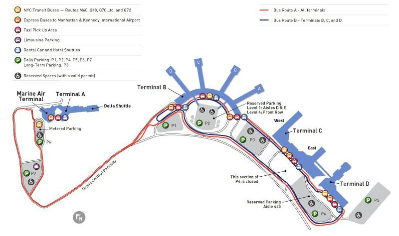 Map of NYC airport transportation & terminal